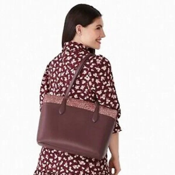 Kate Spade Flash Glitter Tote Satchel (Cherrywood) - NWT $395 MSRP - Picture 2 of 6